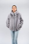 Giacca in visone con cappuccio e zip