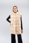 Gilet in visone a quadri con collo alla coreana