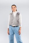 Gilet corto in visone Silver Blue